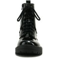 thumbnail image 3 of Soda Women Combat Army Military Motorcycle Riding Platform Lug Boots Side Zipper FIRM-S Black Patent 6.5, 3 of 4