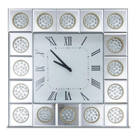 Michael Amini Montreal Square Wall Clock with Crystal Accents