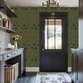thumbnail image 3 of Peel and Stick Wallpaper 17.7in x 9.8ft Vintage Dark Green Floral Botanical Olive Contact Paper Vinyl Waterproof Self Adhesive Wall Paper for Bedroom Shelf Cabinet Renter Friendly, 3 of 8