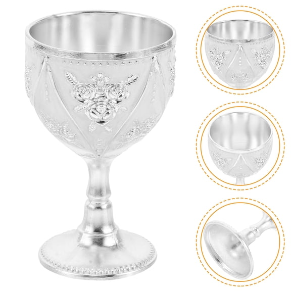 OUNONA Vintage Wine Goblets Plated Silver Alloy Elegant Red Wine Holders 2Pcs