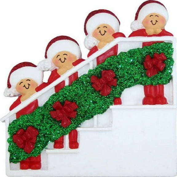 FAMILY OF FOUR CHRISTMAS BANNISTER ORNAMENT