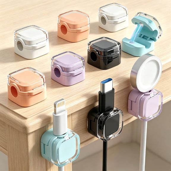 Godance 10 Pcs Magnetic Cable Clips - Under Desk Cable Management, Adhesive Cord Organizer, Wire Keeper Organizer for Home Office Desk Phone Car Wall Desktop Nightstand Appliance (Color Mixed)