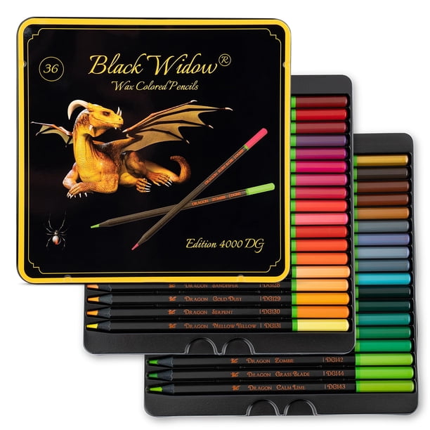 Set de 36 lápices de colores Black Widow Dragon para adultos