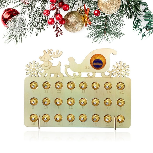 Langgg Cadre Réutilisable pour Chocolat de Noël Calendrier des Fêtes 25 Jours Décoration Rustique Ferme Type 4
