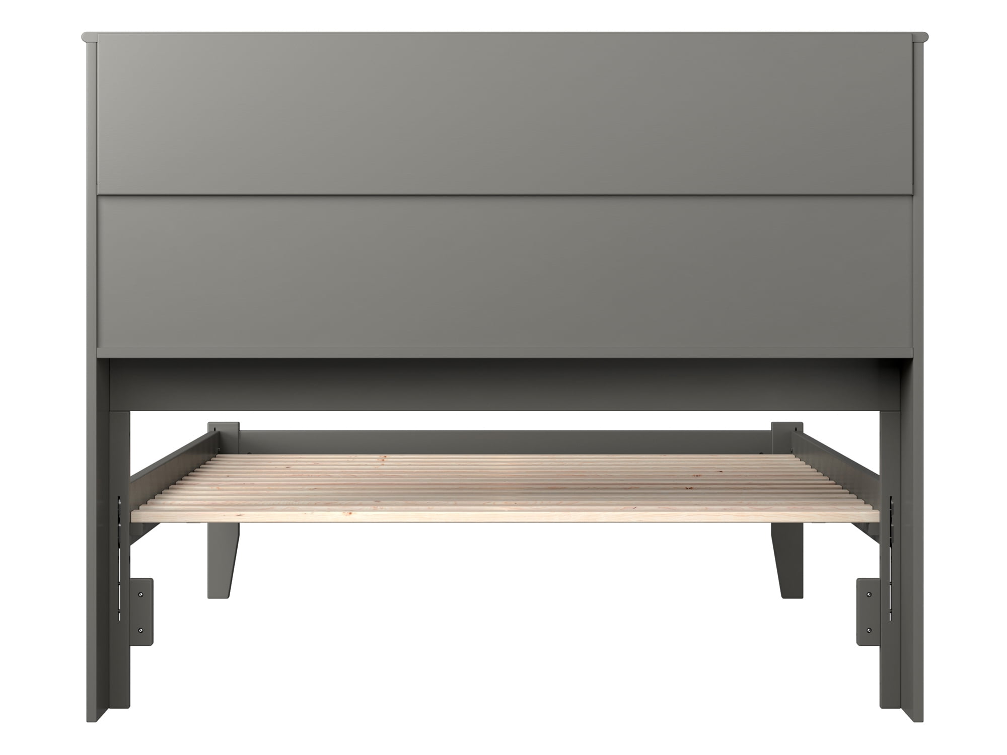 AFI Newport Full Solid Wood Platform Bed with Storage Headboard in Grey