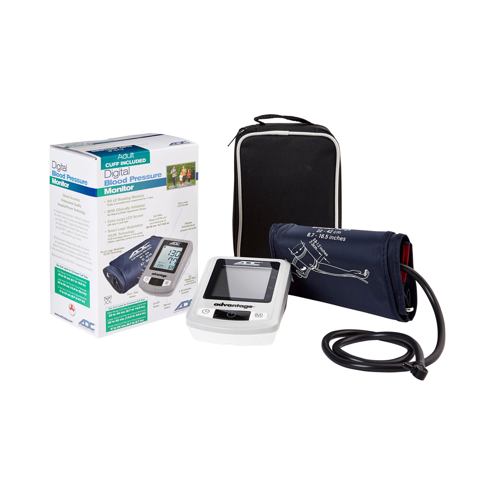 Advantage 6021N Series Wide Range Adult Cuff Arm Home Automatic Digital Blood Pressure Monitor 1-Tube Blue 1 Each