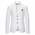 thumbnail image 3 of UVEASISHA Men's Wedding Blazers Slim Fit Formal Wedding Suit Jackets Stand Collar Long Sleeve Single Breasted Separates Coat with Pockets for Dinner Party,White,L, 3 of 8