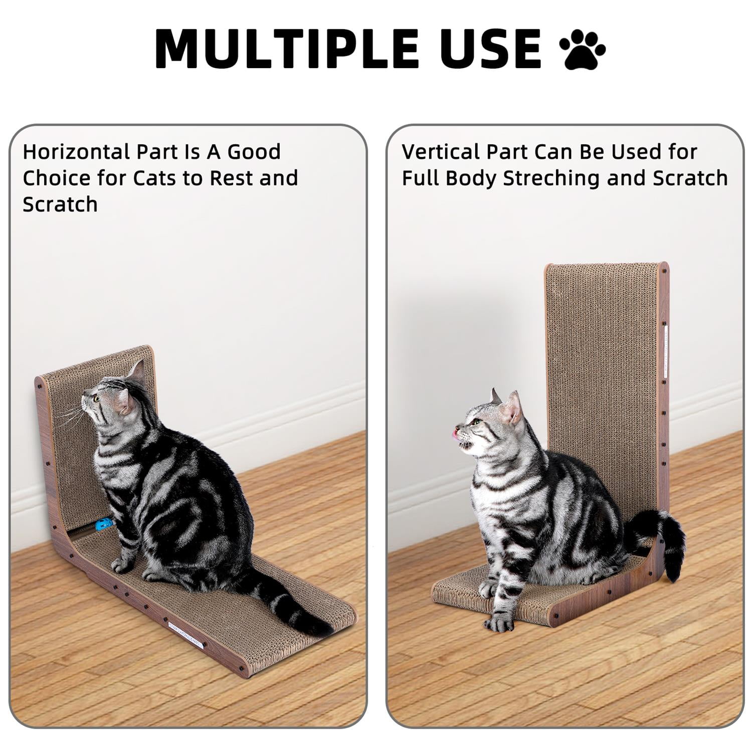 Pefilos 20" Cat Scratcher for Indoor Cats, 2-in-1 Wood Corrugate Cat Scratch Pad, Cat Scratching House Cardboard, Beige Pefilos 20" Cat Scratcher for Indoor Cats, 2-in-1 Wood Corrugate Cat Scratch Pad, Cat Scratching House Cardboard, Beige