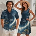 thumbnail image 2 of Yuyamidu His and Hers Matching Outfits Palm Tree Dress for Women Sleeveless A Line Tiered Dress Mens Button Down Short Sleeve Shirt Hawaiian Dresses Matching Vacation Outfits for Couples , S, 2 of 6