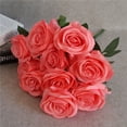 thumbnail image 4 of Ramo de novia de boda de flor de rosa artificial de 10 cabezas, ramo de flores de simulación de oficina en casa, rosa falso, rosa melocotón sidaley HA7036-05B, 4 of 5