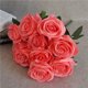 thumbnail image 4 of Ramo de novia de boda de flor de rosa artificial de 10 cabezas, ramo de flores de simulación de oficina en casa, rosa falso, rosa melocotón Kearding HA7036-05B, 4 of 5