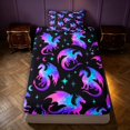 thumbnail image 3 of Manfei Fantasy Dragon Animals Twin Sheets,Vintage Stars Moon Bedding,Blue Purple,3 Pieces,1 Flat Sheet,1 Fitted Sheet and 1 Pillowcase, 3 of 6