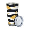 thumbnail image 2 of KLL Gold Flamingo Print 40oz Stainless Steel Insulated Car Cup with Spillproof Lid - Keep Your Drink Hot or Cold on the Go-Straw Three-piece Set, 2 of 8