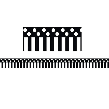 - BLACK STRIPES & POLKA DOTS STRAIGT BORDER TRIM