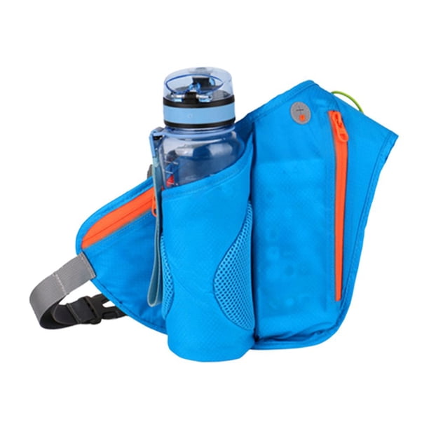 Riñonera multifuncional para guardar botellas de agua y teléfono, bolsa de almacenamiento portátil para exteriores para adultos (azul)