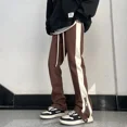 thumbnail image 3 of Pantalones deportivos ajustados y rectos para hombre, pantalones deportivos ajustados a rayas, acampanados, de verano, con bolsillos y cremallera, estilo hip hop, 3 of 5