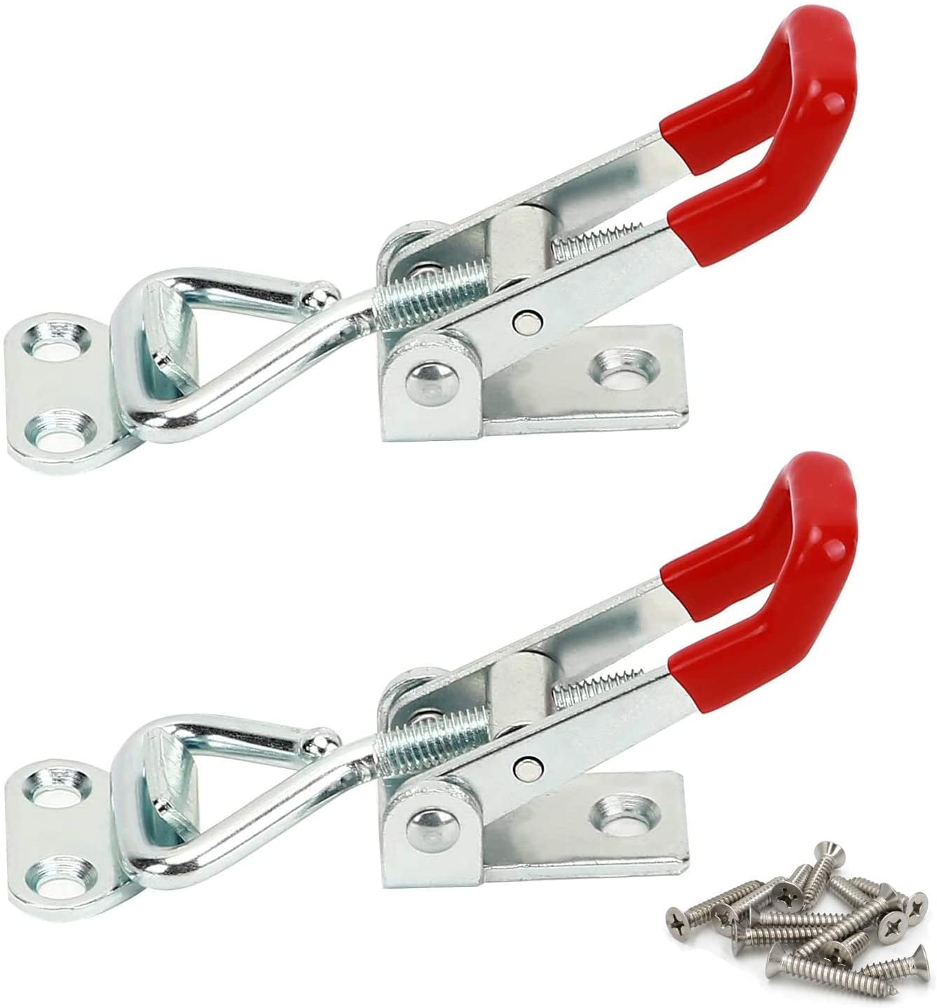 Tension Clasp, Small Toggle Lever Adjustable Tensioner, Hold Capacity Lock Button Toggle Latch 150Kg, With 8 Metal Screws Hold Capacity Door Latch (2 Pack)