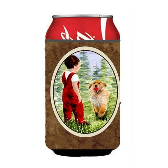 Little Boy With His Golden Retriever Can Or bottle sleeve Hugger - 12 oz.