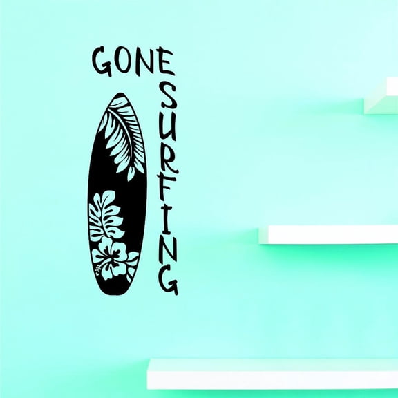 Custom Decals Gone Surfing Wall Art Size: 8 X 20 Inches Color: Black