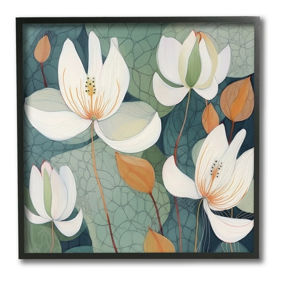 Stupell Industries Modern Iris Pattern Botanical & Floral Painting Black Framed Art Print Wall Art, 12 x 12