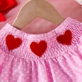 thumbnail image 5 of Tisuna Newborn Girls Summer Dress Polka Dot Heart Print Short Sleeve Crew Neck Dresses Cute Stylish Baby Girls Festival Birthday Party Outfits With Headband Pink Size 18-24 Months, 5 of 9