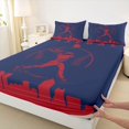 thumbnail image 3 of Homewish Navy Crismon Baseball Full Size Sheets for Teens, Vintage American Sports Bed Sheets, Cartoon City Print Sheet Sets, Breathable Home Decor, 4pcs, 3 of 7
