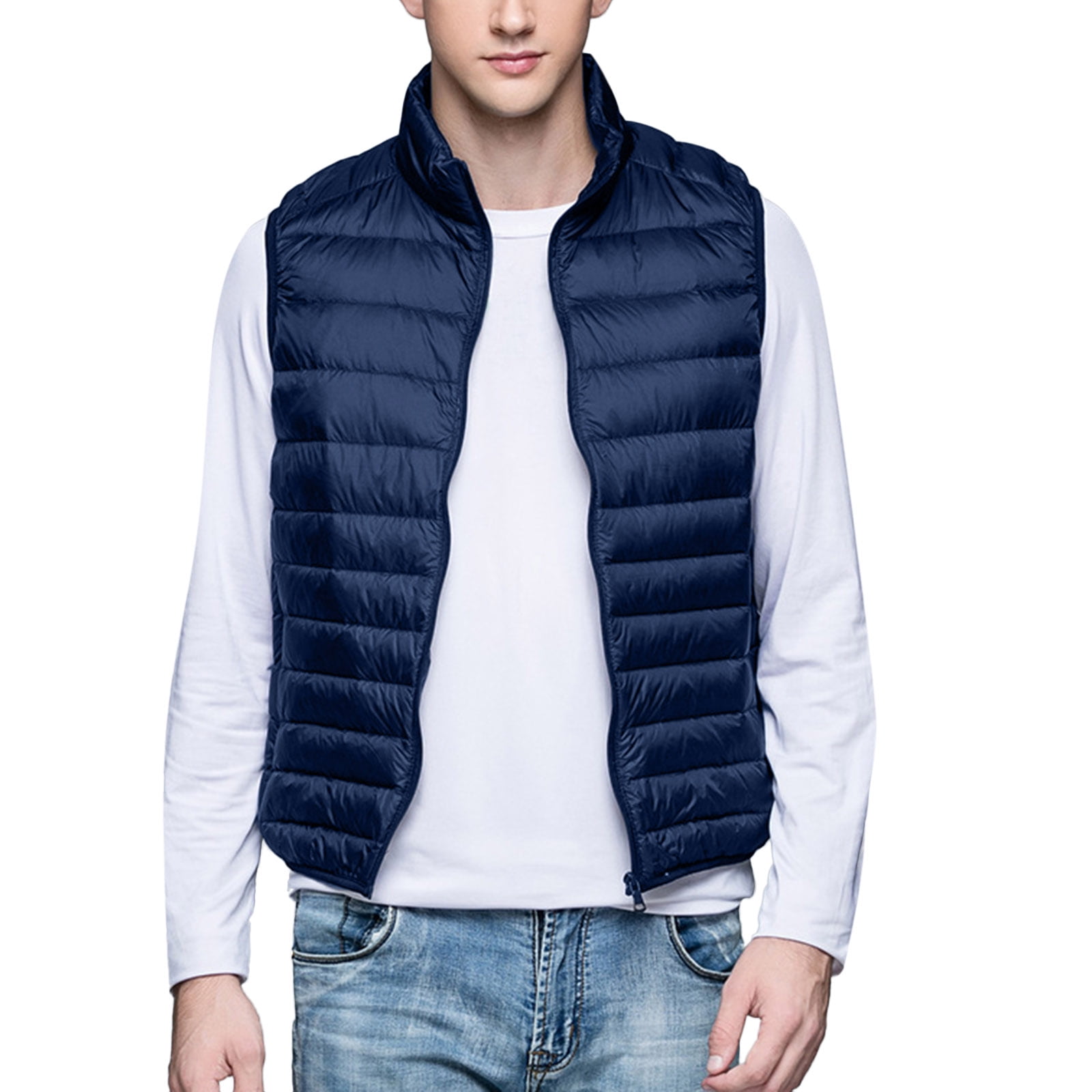 fvwitlyh Pink Vest Men's Diamond Quilted Nylon Vest Navy Large