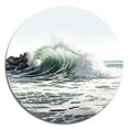 thumbnail image 2 of Designart "Dynamic Ocean Waves in Motion I" Modern Landscape Beach Metal Round Wall Decor, 2 of 5