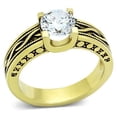 thumbnail image 1 of Bague en Acier Inoxydable IP Gold pour Femmes avec AAA Grade CZ en Transparent - Taille 10, 1 of 1