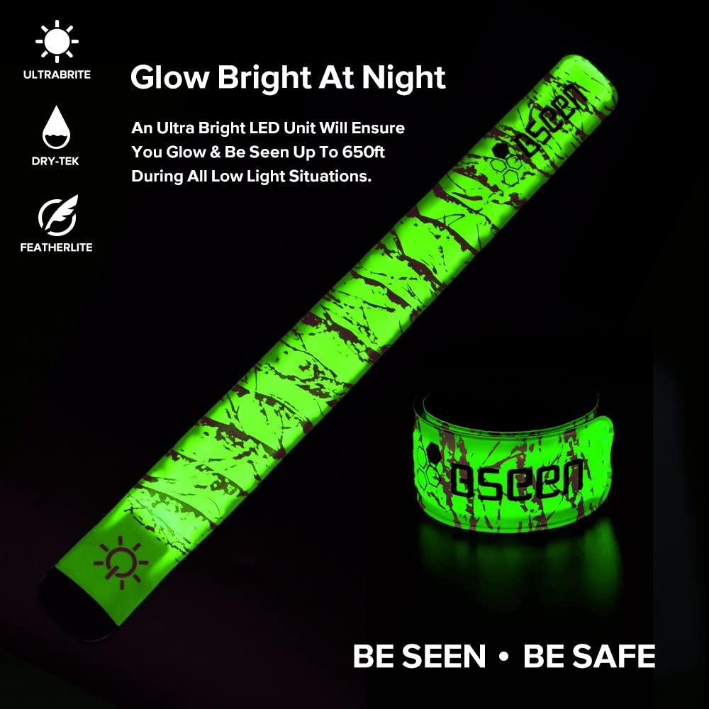 Jogging Patented Heat Sealed Glow in The Dark Water/Sweat Resistant Glowing Sports Wristbands for Running BSEEN LED Armband Hiking 2ed Generation LED Slap Bracelets Cycling