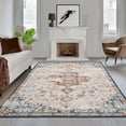 thumbnail image 2 of Area Rug 2x3 Vintage Persian Rug Machine Washable Indoor Door Mat Vintage Distressed Floral Print Entryway Mat Non Slip Carpet Mat Small Throw Rug for Kitchen Bedroom Living Room, Red/Beige, 2 of 9