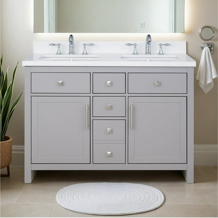 Lavanti Oakford Solidwood 48-inch Bathroom Vanity with Double Sink - Stylish Gray