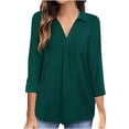 thumbnail image 1 of CEHVOM Woman V Neck Three Quarter 3/4Sleeve T Shirt Autumn Printing Blouse Tops Sweatshirt, 1 of 7