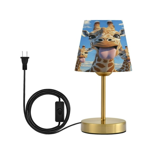 Modern Minimalist Cone Desk Lamp Antique Bronze Base & Linen Shade Bedside Table Lamp for Bedroom Living Room, Office, Dorm A Group Of Giraffes Small