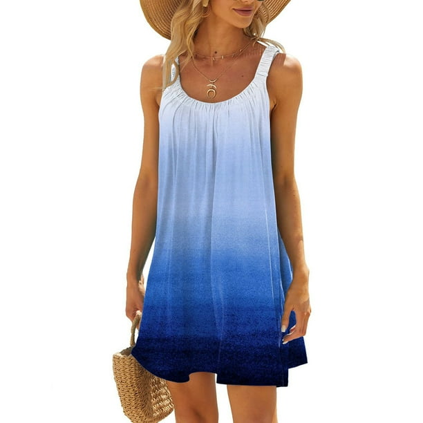 WILLBEST Vestidos Casuales Vestido de Mujer Chaleco Vestido Casual Vacaciones Vestido Corto de Verano Grande