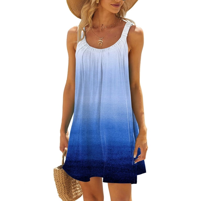 Women Dress Vest Dress Casual Vacation Short Summer Halter Dress -  Walmart.com