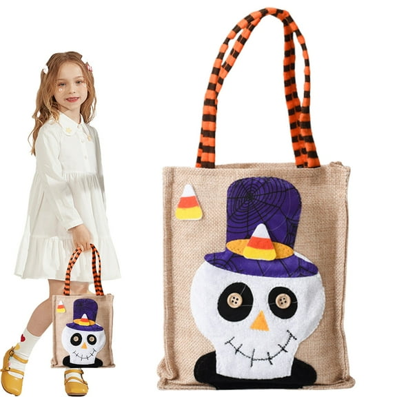 Food Storage Containers,Halloween Bags – Reusable Burlap Bags – Pumpkin Witch Skeleton & Designs – Kids’ Candy Bags For Halloween
