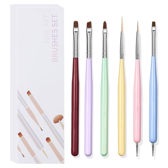 RAGUPEL 6Pcs Nail Brushes for Nail Art Ultra-Light Pen Body Simple to Control Nail Art Brush High-Quality Fibers Are Convenient to Clean Nail Stuff French Tip Brush