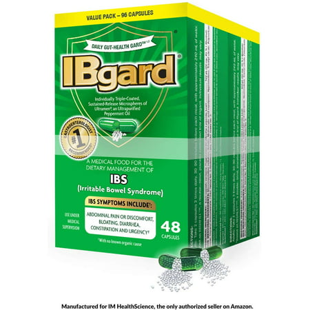 IBgard® for The Dietary Management of Irritable Bowel Syndrome (IBS) Symptoms Including, Abdominal Pain, Bloating, Diarrhea, Constipation†*, 96 Capsules