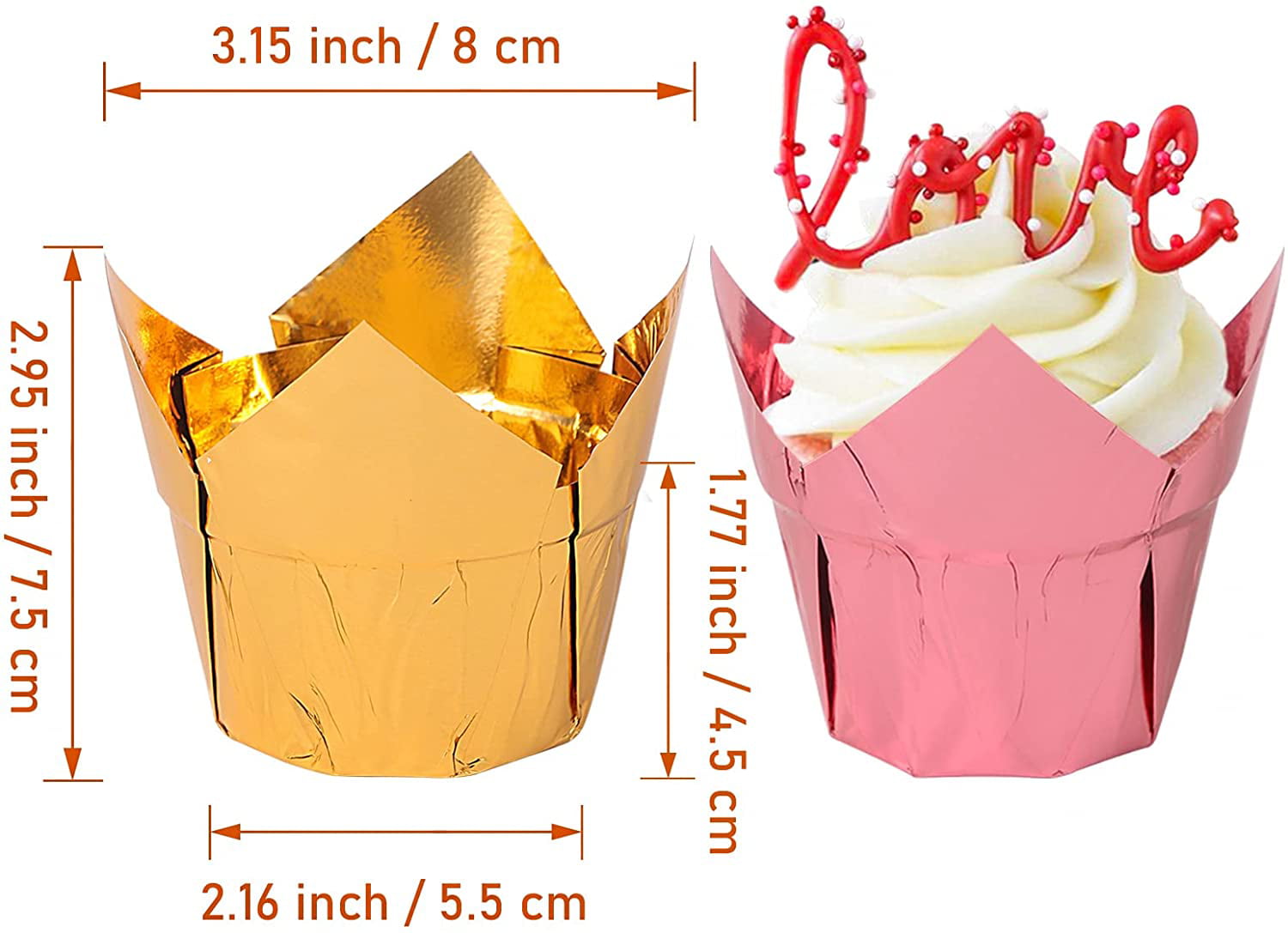 50 pcs Gold & Silver Aluminum Foil Cupcake Liners – Sweet Crafty Tools