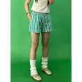 thumbnail image 6 of Rdhnmea Womens Striped Print Shorts Side Slit Bow Elastic Waistband Short Pant, 6 of 9
