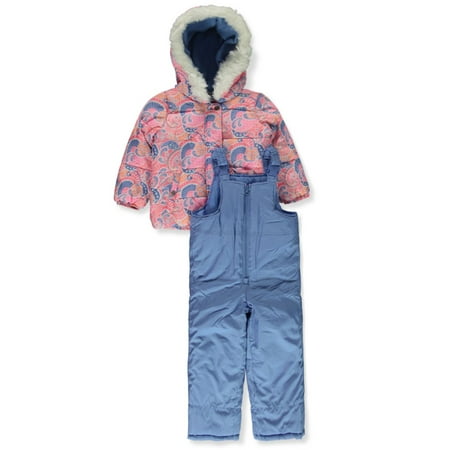 

London Fog Girls 2-Piece Snow Pants Paisley Jacket Set Outfit - periwinkle 3t (Toddler)