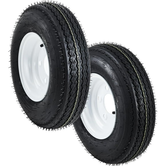 2-Pack Trailer Tires On Rim 4.80-8 480-8 480X8, Load Range C, 6PR, 5 Lug 8 In. White Spoke Wheel, 5 On 4.5" Durable Trailer Tire Travel/Camper/Utility/Boat, Set of 2