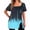 Blue, variant on BRGZLK Women's Short Sleeve Square Neck Tops Novel Fashion Print Side Button Design Slit Hem Loose Fit T-Shirt Tops Modern Design Casual Outfits Pink XXL