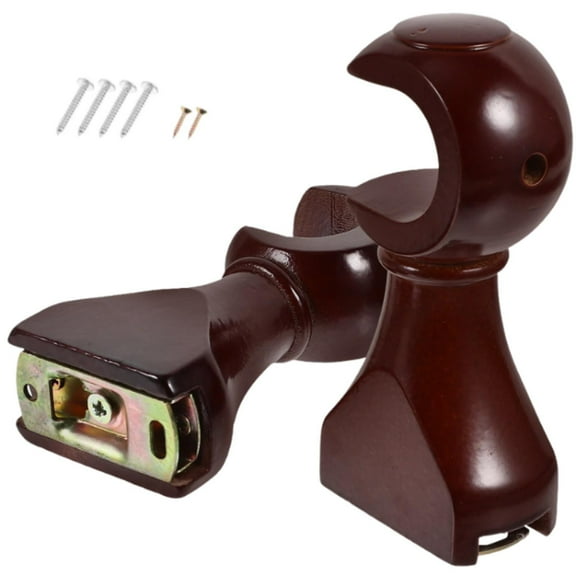 deevoka 2 Pieces 28mm Wooden Curtain Brackets Hooks Reddish Brown Drapery Rod Holder