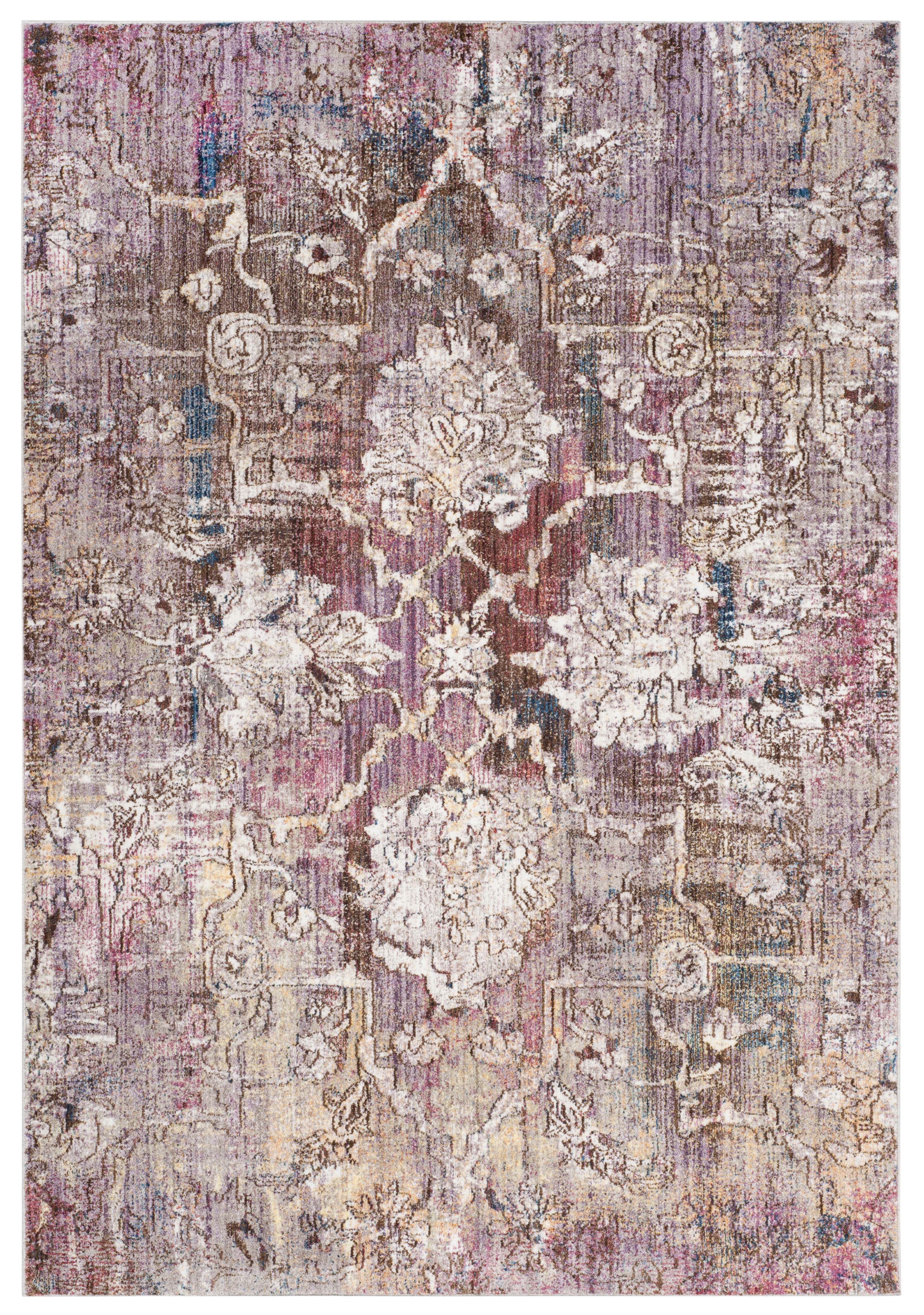 SAFAVIEH Bristol Letha Floral Polyester Area Rug, Pink/Gray, 6' x 9'