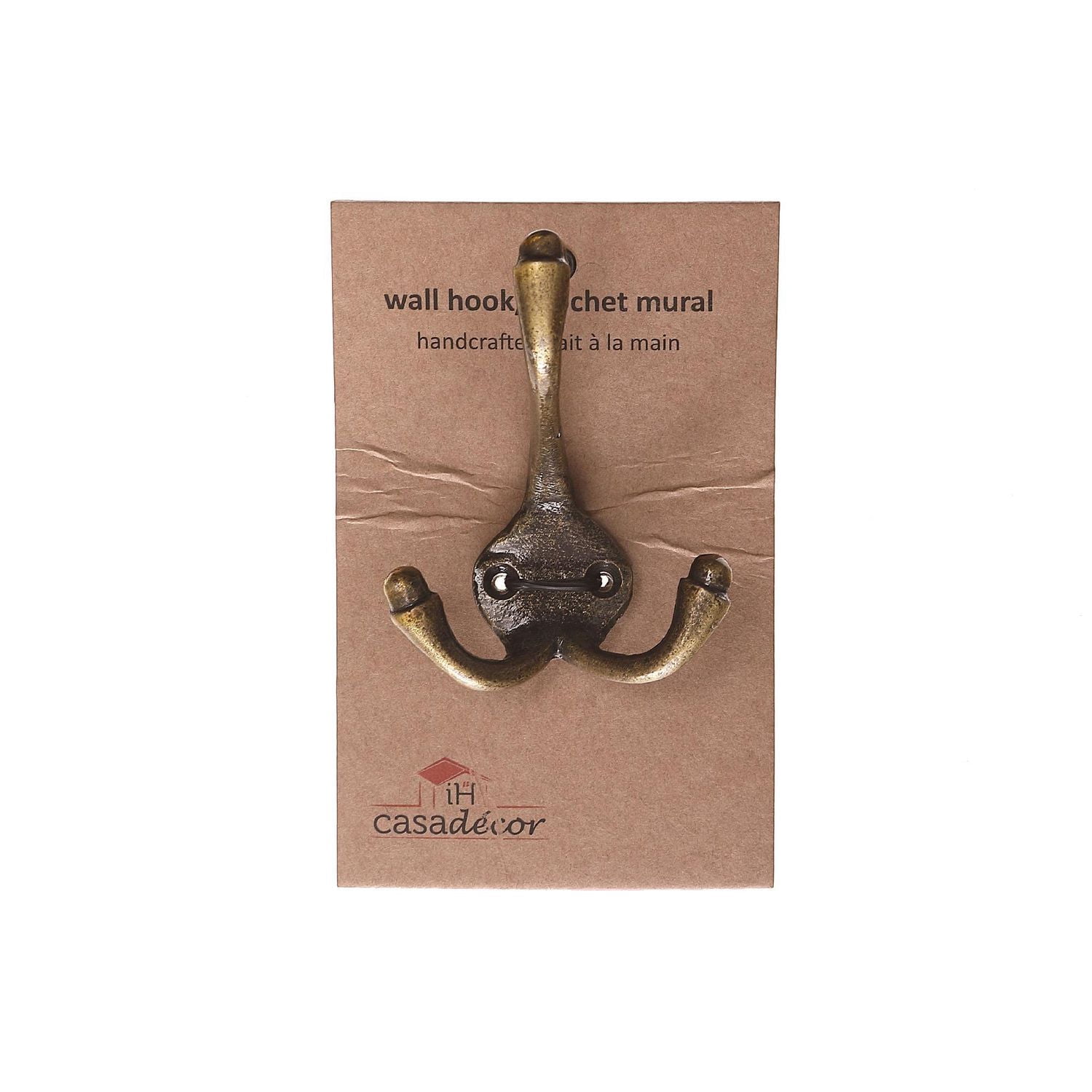 Classic Triple Iron Wall Hook (Antique Brass) - Set of 4