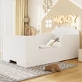 thumbnail image 2 of Bellemave Low Montessori 2-in-1 Beds, Wood Small Floor Bed Frame with Cute Ear Shaped Headboard for Aged 3-6 Years, No Box Spring Needed, White, 2 of 7