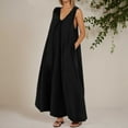 thumbnail image 2 of Women's Casual Dress U Neck Sleeveless Pullover Solid Color Maxi Dress For Daily Wear Comfortable Flowy Summer Dress With Wide Straps, 2 of 5