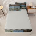 thumbnail image 4 of Erosebridal Vintage Fisherman Zipper Twin Comforter Sets with Fitted Sheet and 2 Pillowcases,Country Wooden Zipper Bedding Set For Boys,Light Gray Reversible,4pcs, 4 of 7